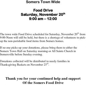 Icon of Somers Food Drive November 20th